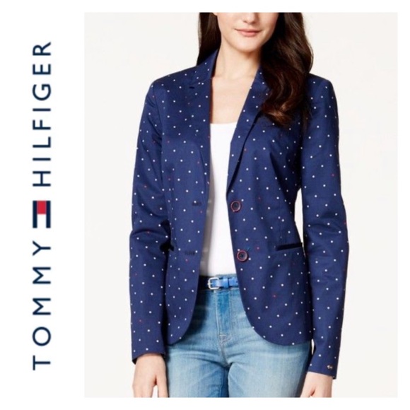 Tommy Hilfiger Jackets & Blazers - TOMMY HILFIGER Polka Dot Blazer Coat Navy Size 6